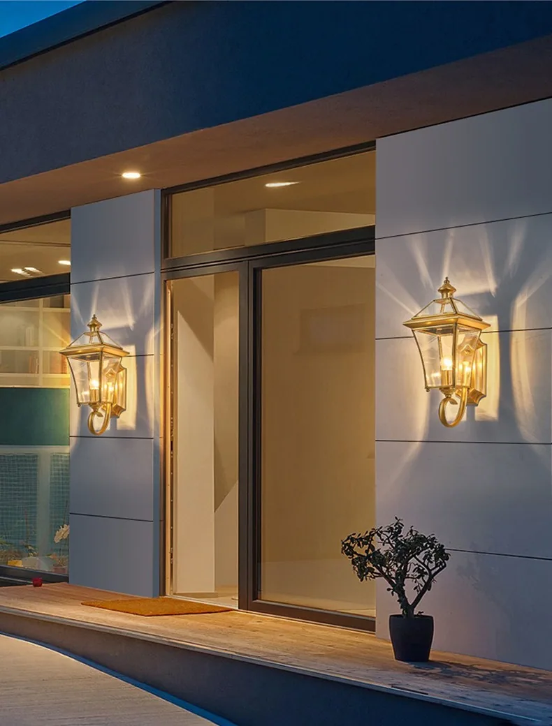 European Solid Brass Waterproof Outdoor Wall Light — Villa, Walkway & Corridor — view 9