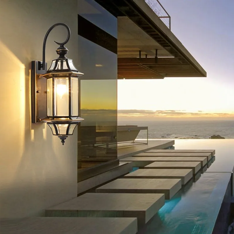 European Solid Brass Waterproof Outdoor Wall Light — Villa, Walkway & Corridor — view 3
