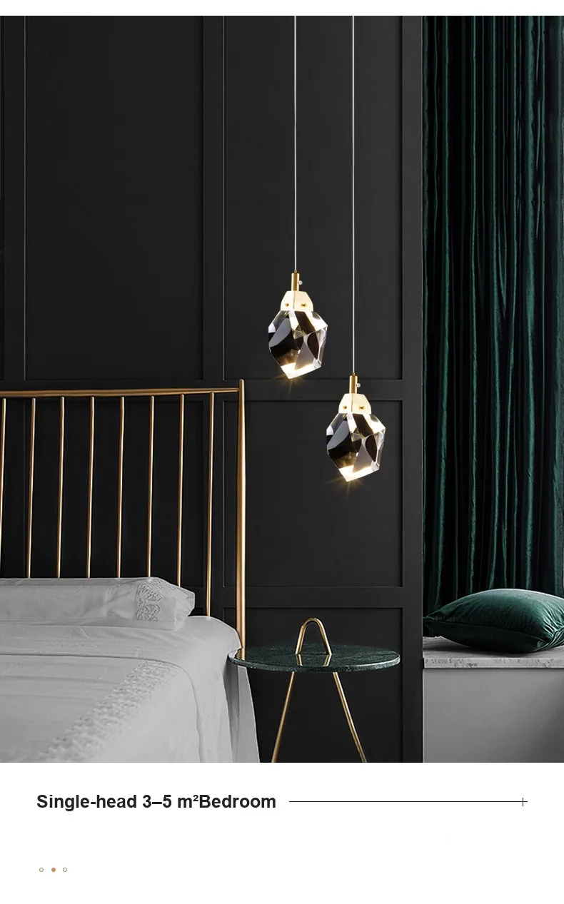 Modern Minimalist Crystal Single-Head Chandelier — Bedroom, Bedside & Bar Counter — view 16