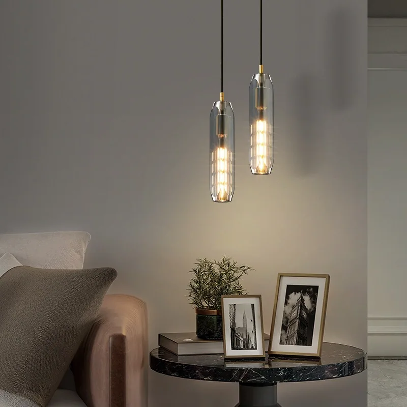 Modern Minimalist Crystal Single-Head Chandelier — Bedroom, Bedside & Bar Counter — view 3