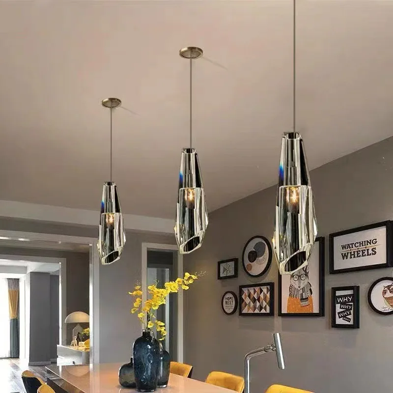 Modern Minimalist Crystal Single-Head Chandelier — Bedroom, Bedside & Bar Counter — view 4