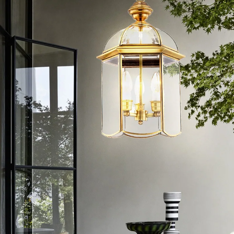Minimalist Solid Brass Single-Head Chandelier — Dining Room, Walkway & Corridor — view 4