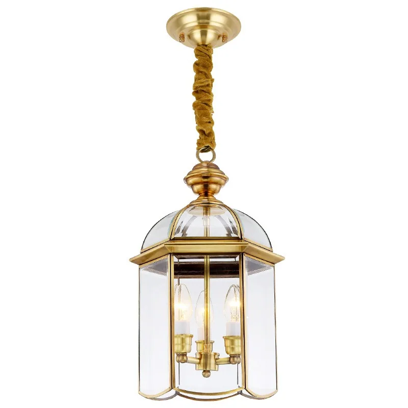 Minimalist Solid Brass Single-Head Chandelier — Dining Room, Walkway & Corridor — view 5