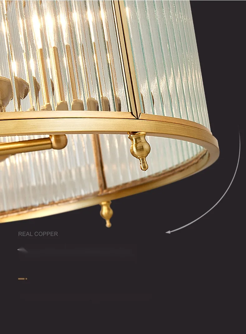 Modern Minimalist Solid Brass Chandelier — Villa, Dining Room & Study — view 7