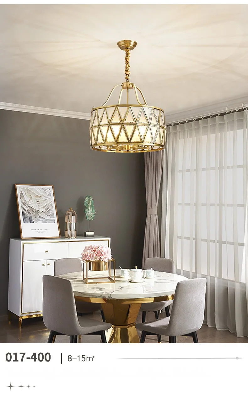 Modern Minimalist Solid Brass Chandelier — Villa, Dining Room & Study — view 9