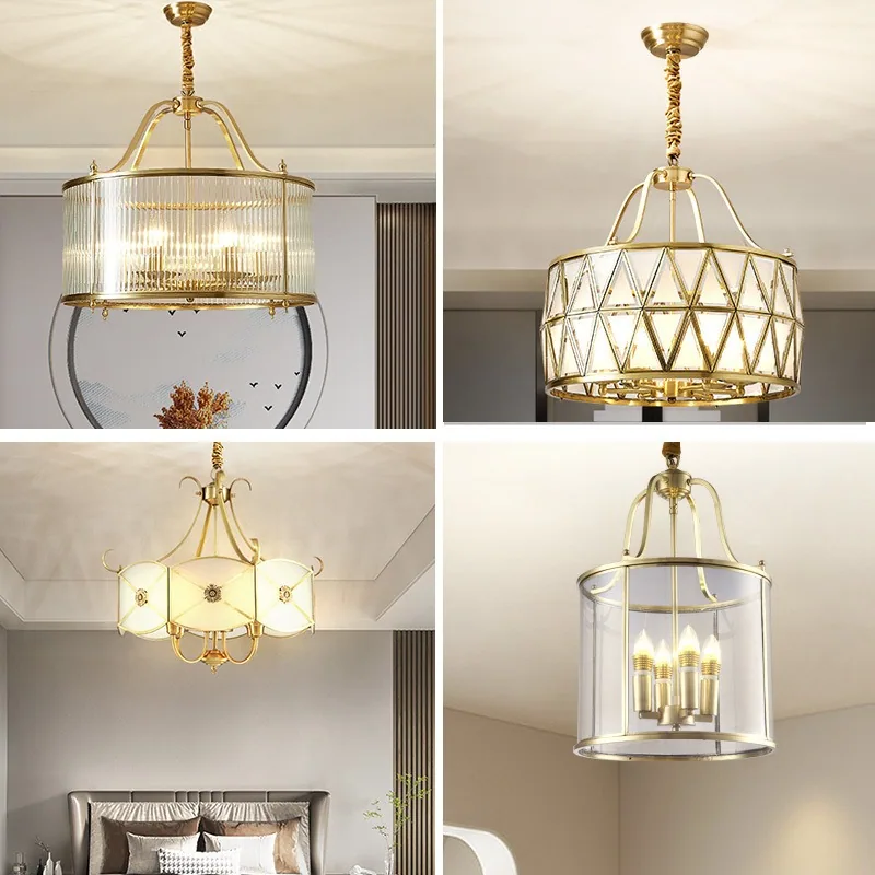 Modern Minimalist Solid Brass Chandelier — Villa, Dining Room & Study — view 1