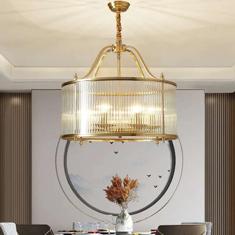 Modern Minimalist Solid Brass Chandelier — Villa, Dining Room & Study — view 3