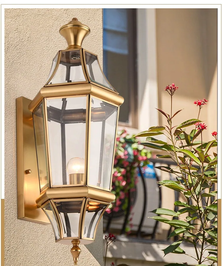 European Solid Brass Waterproof Outdoor Wall Light — Villa, Bedside & Walkway — view 7