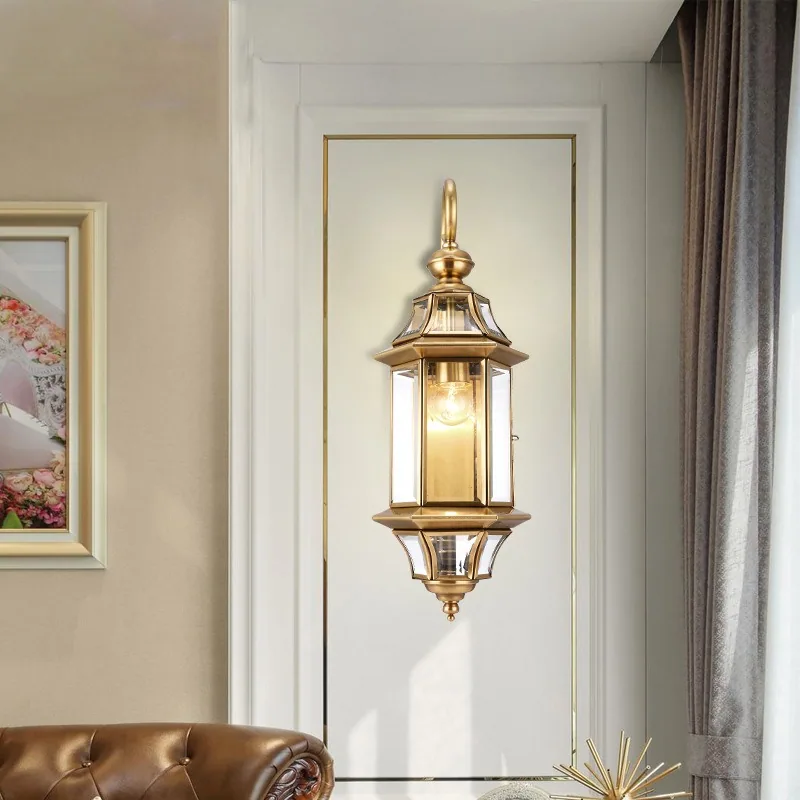 European Solid Brass Waterproof Outdoor Wall Light — Villa, Bedside & Walkway — view 2