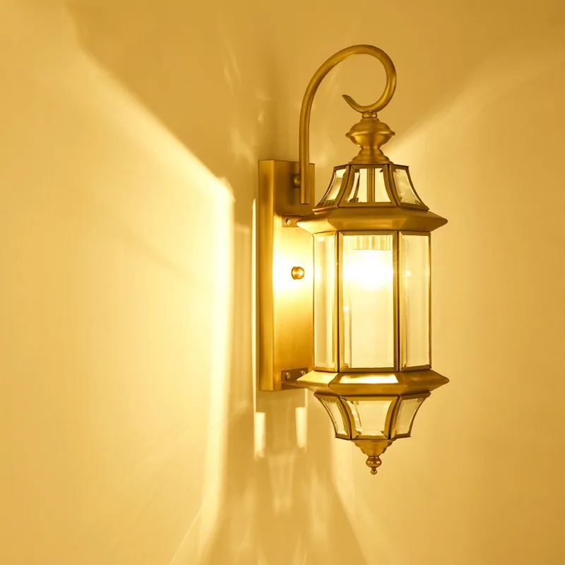 European Solid Brass Waterproof Outdoor Wall Light — Villa, Bedside & Walkway — view 4