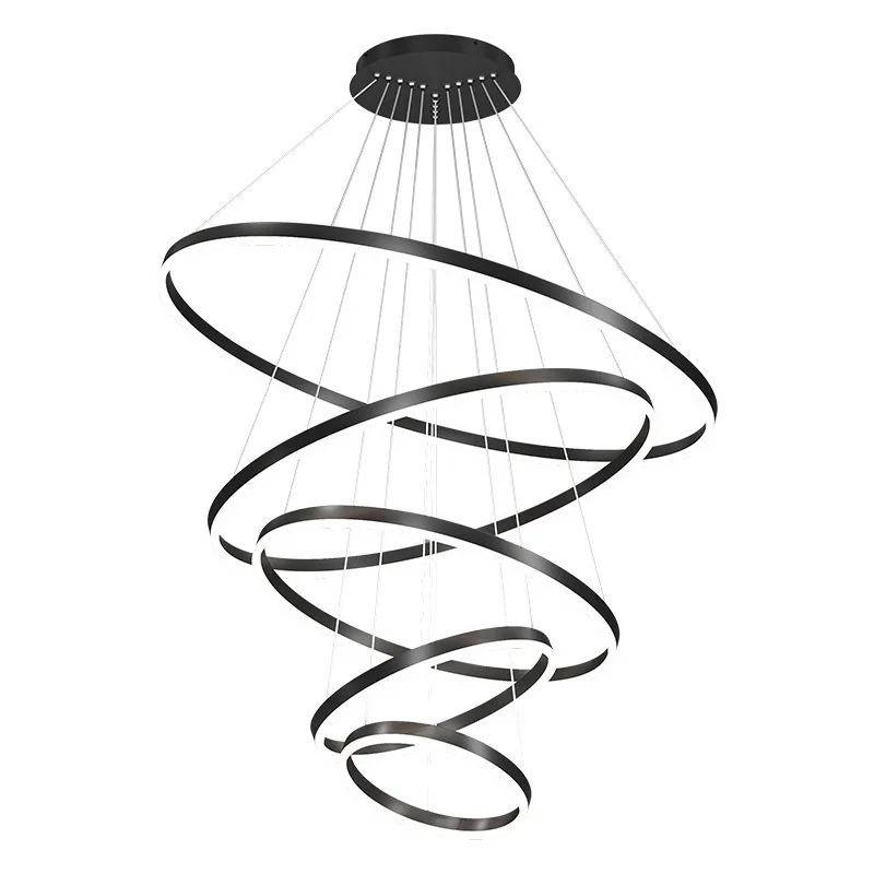 Modern Minimalist Ring Chandelier — Duplex, Villa & Living Room — view 5