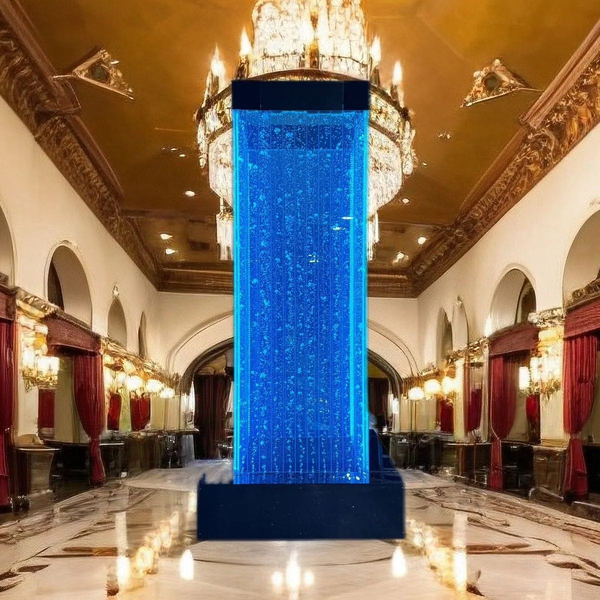 Illuminated Water Column Feature — Lobby Column Cladding — view 2