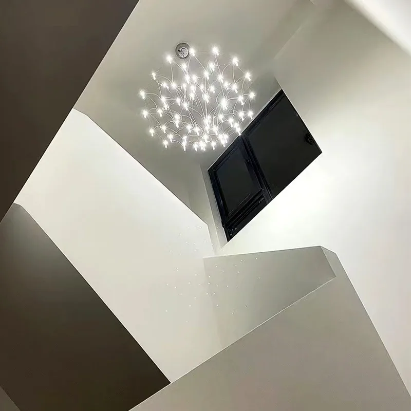 Modern Minimalist Crystal Chandelier — Duplex, Stairwell & Living Room (Model 8868) — view 3