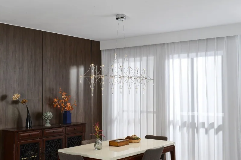 Minimalist Crystal Linear Chandelier — Showroom, Dining Room & Bar Counter — view 6