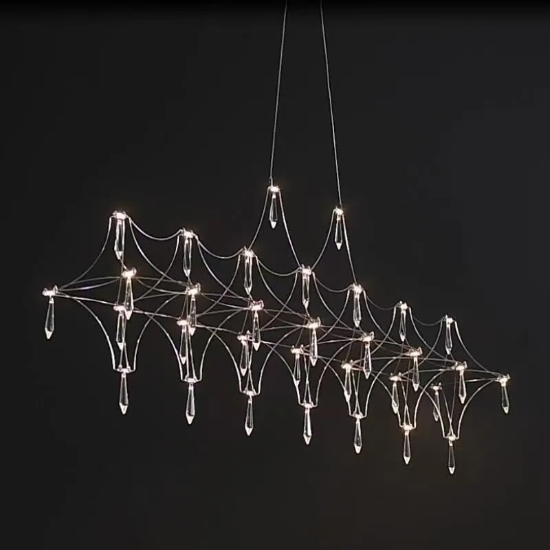 Minimalist Crystal Linear Chandelier — Showroom, Dining Room & Bar Counter — view 1