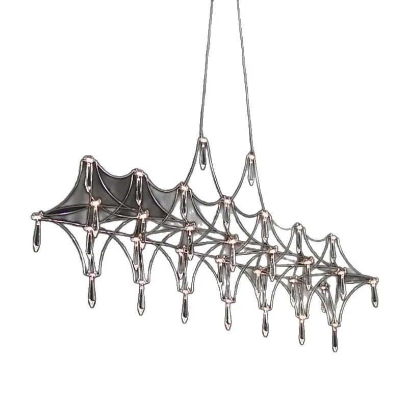 Minimalist Crystal Linear Chandelier — Showroom, Dining Room & Bar Counter — view 5