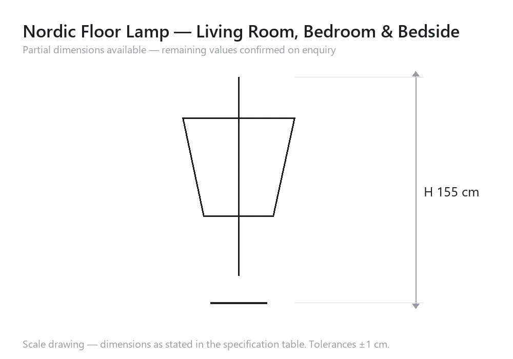 Nordic Floor Lamp — Living Room, Bedroom & Bedside — 尺寸图，H 155 cm