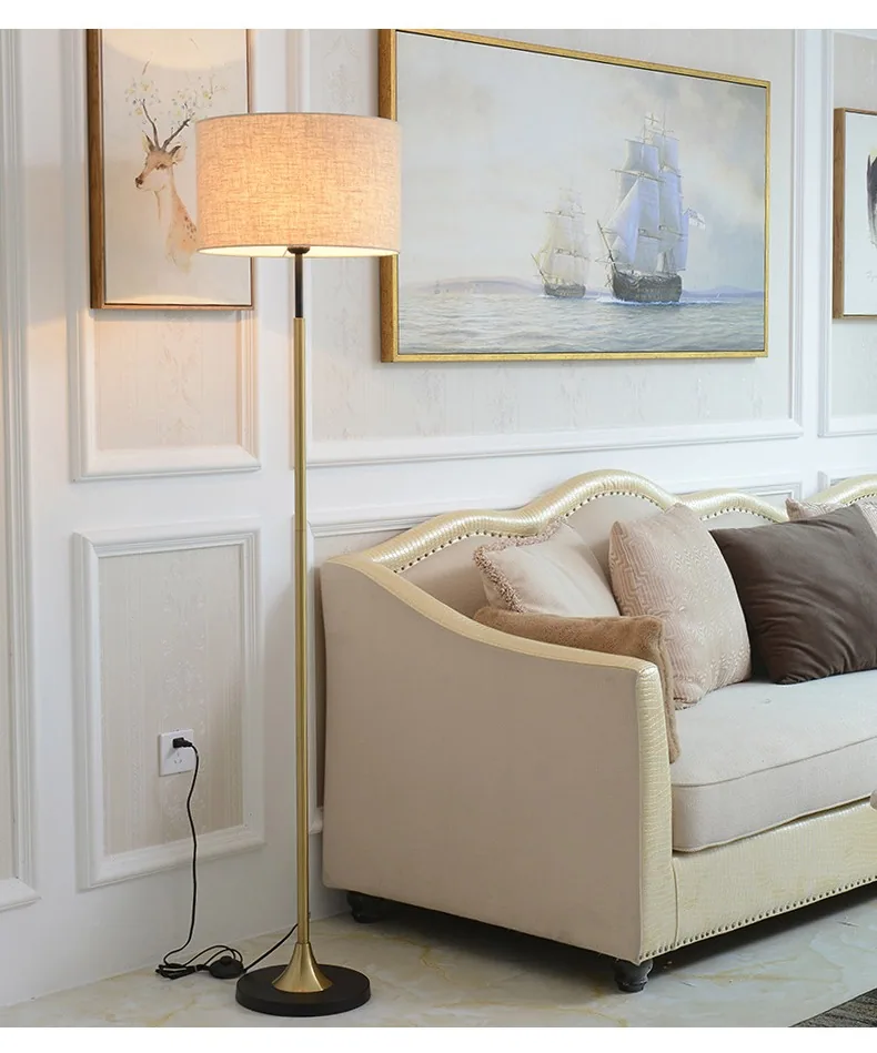 Modern Minimalist LED Fabric Floor Lamp — Hotel Guest Room — view 6