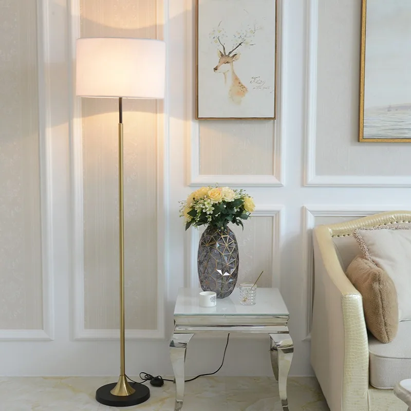 Modern Minimalist LED Fabric Floor Lamp — Hotel Guest Room — view 1