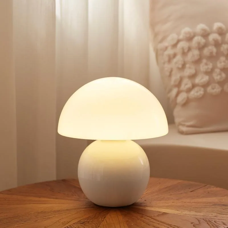 Nordic Cream Ceramic Mushroom Table Lamp — Bedside & Desk — view 1