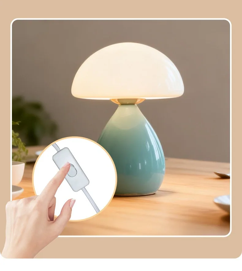 Nordic Ceramic Mushroom Table Lamp — Bedroom & Bedside — view 8