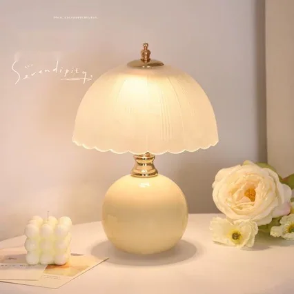 Cream Ceramic Table Lamp — Bedroom & Bedside — view 2