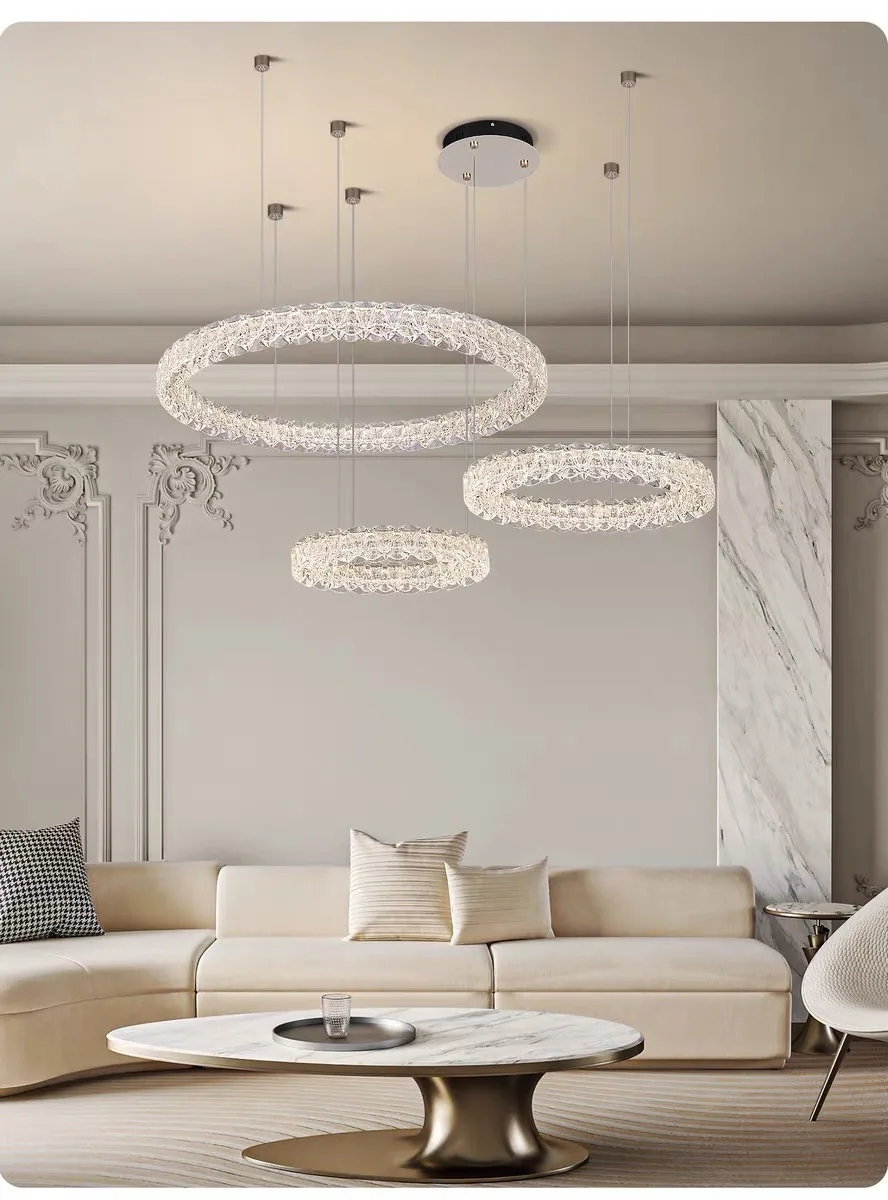 Modern Minimalist Ring Chandelier — Living Room — view 8