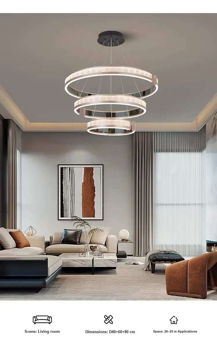 Light Luxury Ring Chandelier — High-Ceiling, Villa & Living Room — view 7