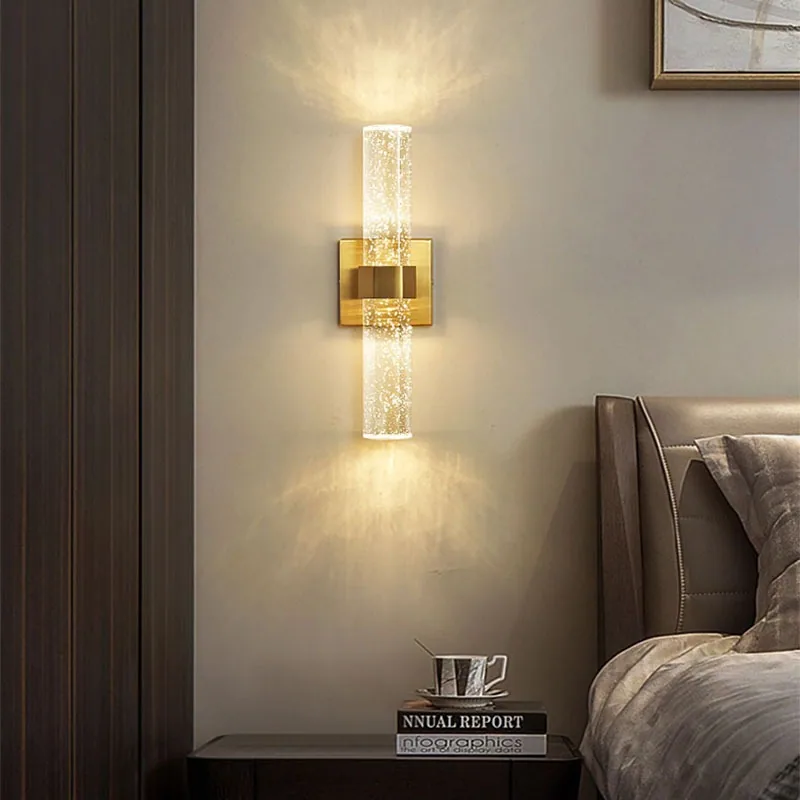 Minimalist Crystal Wall Lamp — Hotel Guest Room — view 2
