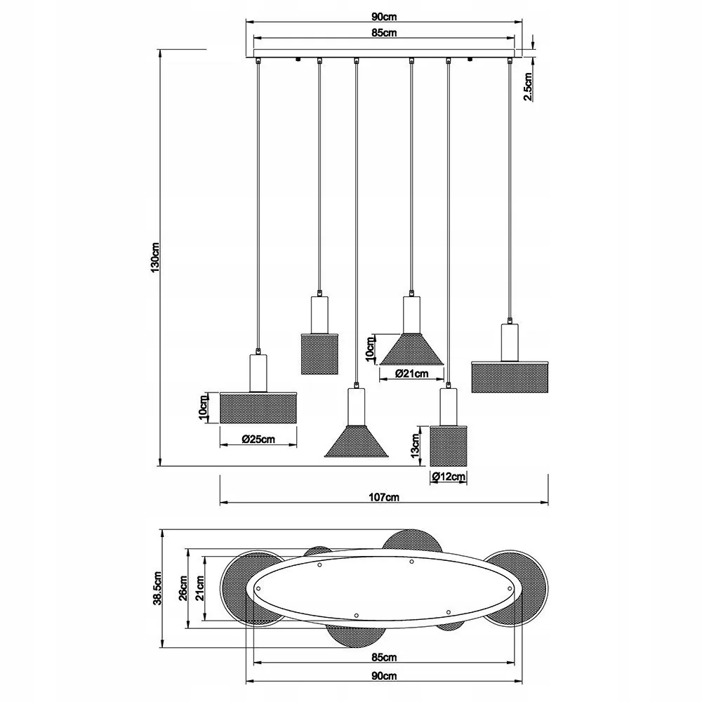 Modern Multi-Head Chandelier — Bedroom, Bedside & Dining Room — view 3