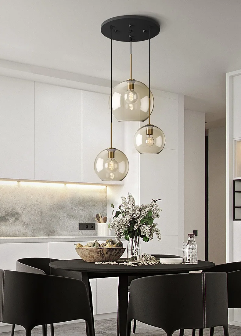 Nordic Glass Single-Head Chandelier — Bar Counter — view 8