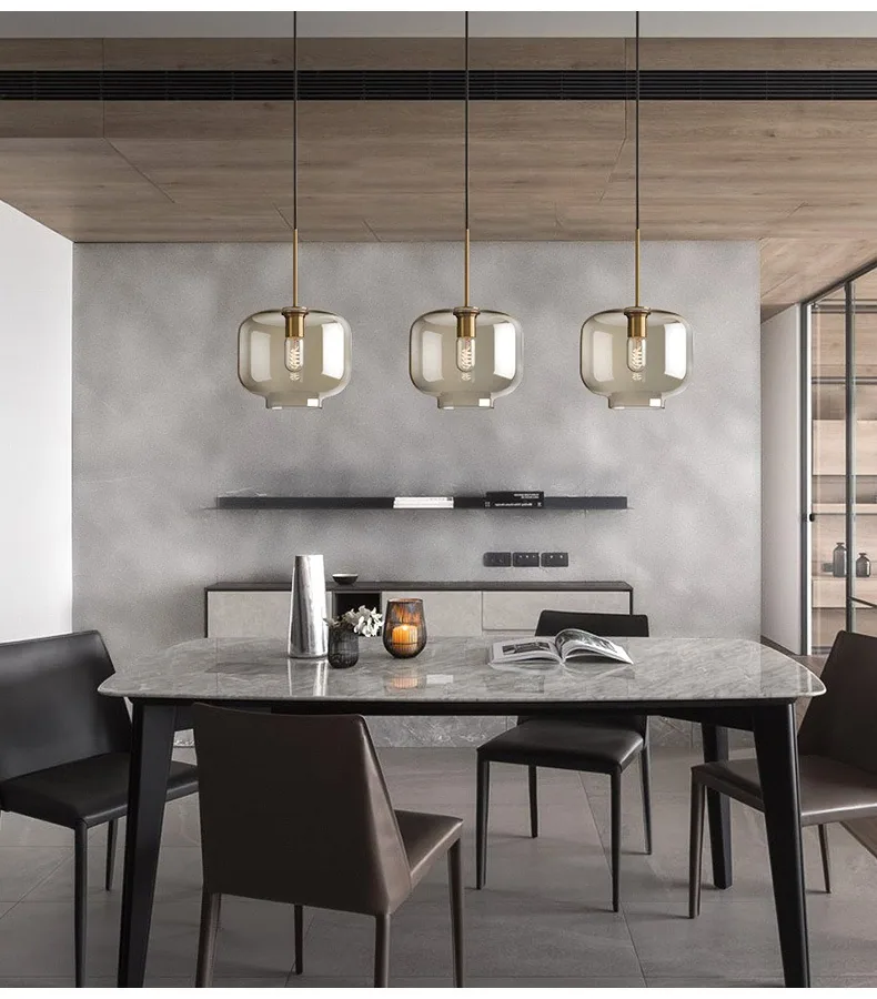 Nordic Glass Single-Head Chandelier — Bar Counter — view 10