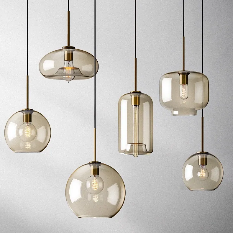 Nordic Glass Single-Head Chandelier — Bar Counter — view 1