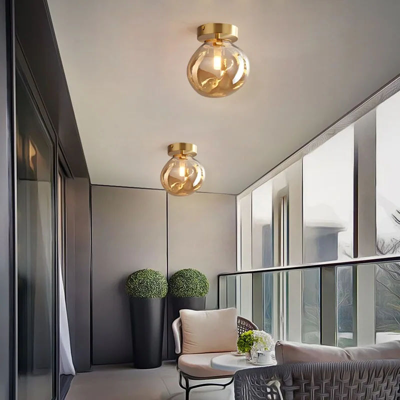 Light Luxury Solid Brass Ceiling Light — Bedroom, Walkway & Corridor — view 4