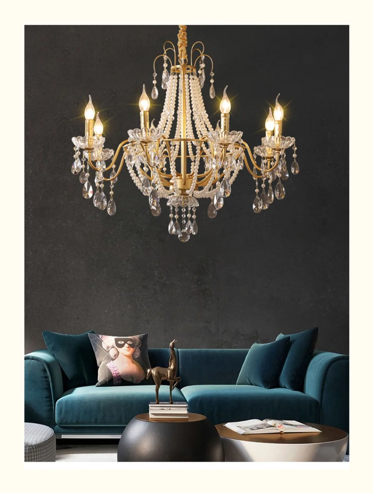 Light Luxury Crystal Chandelier — Villa, Living Room & Bedroom — view 18