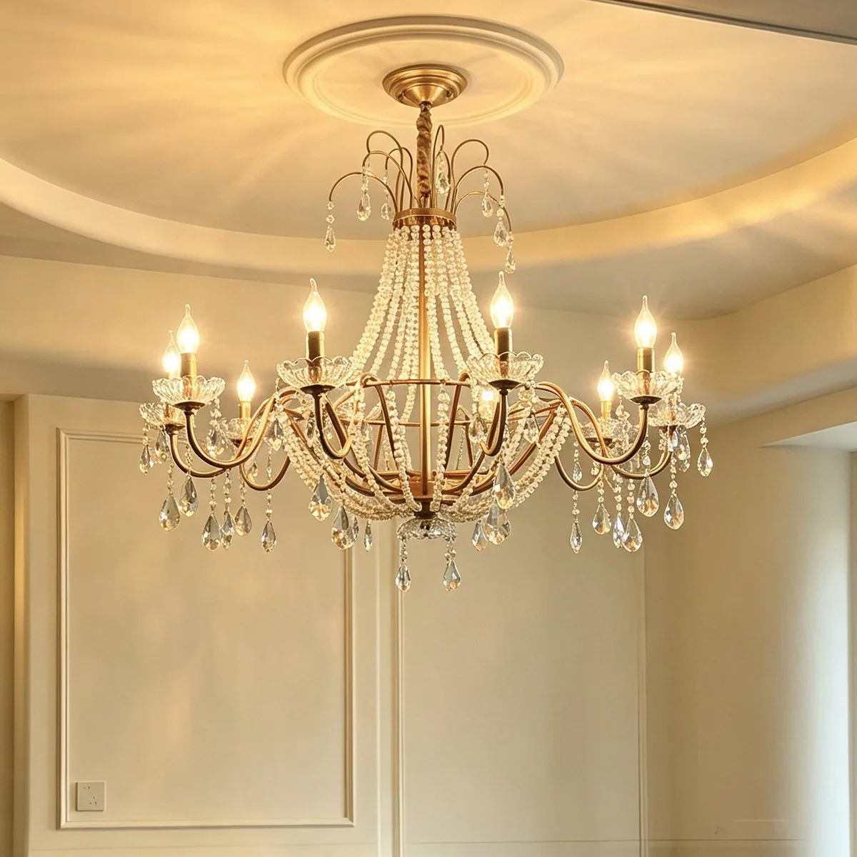 Light Luxury Crystal Chandelier — Villa, Living Room & Bedroom — view 3