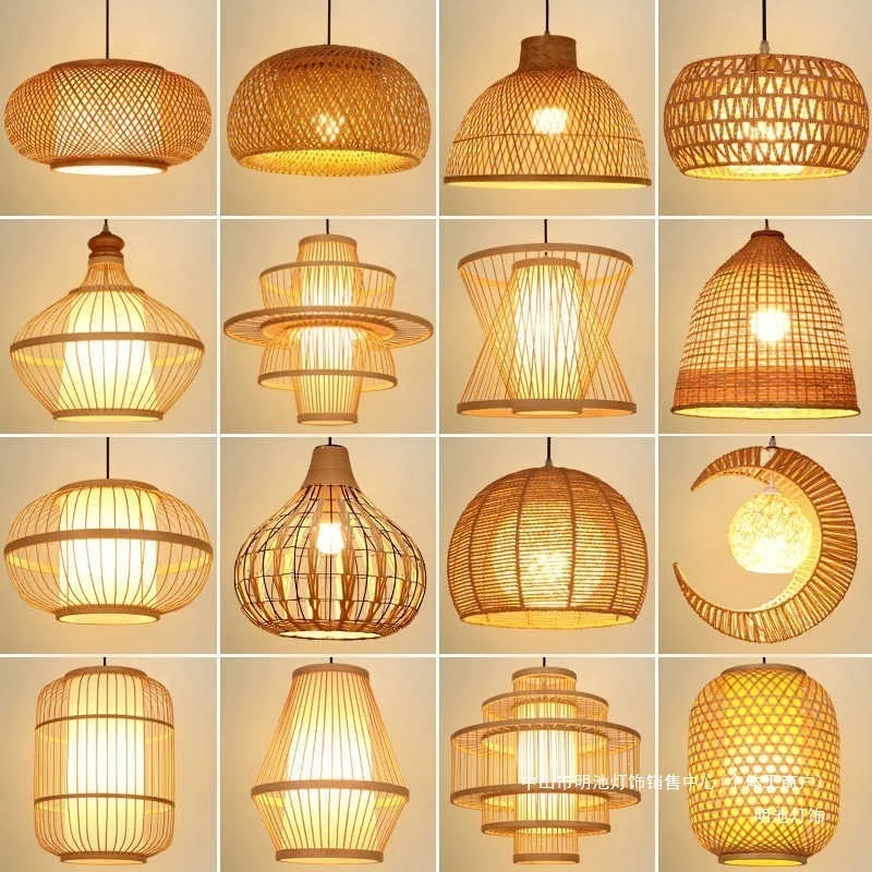 Japanese Bamboo Chandelier — Dining Room — view 11