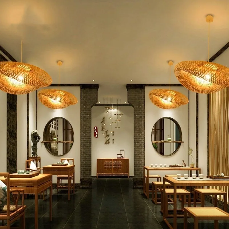 Japanese Bamboo Chandelier — Dining Room — view 2