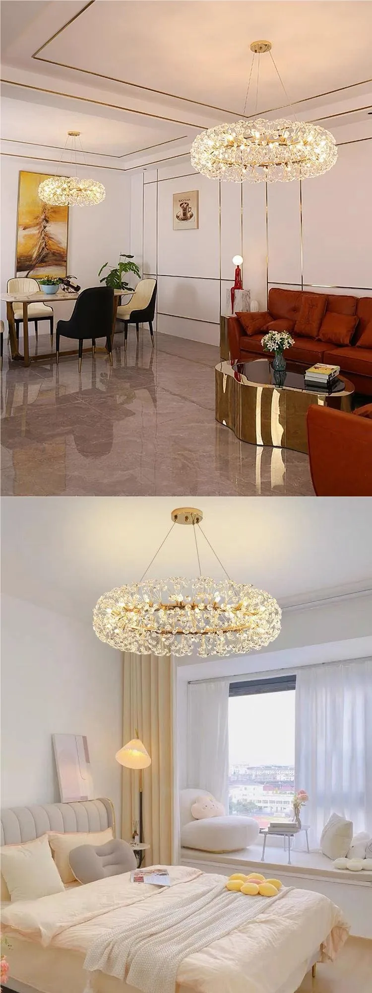 Light Luxury Crystal Round Chandelier — Duplex, Living Room & Dining Room — view 10