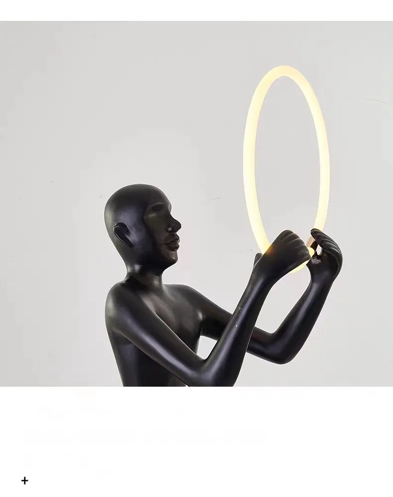 Minimal Abstract Figure Sculpture Floor Lamp — Hotel Corridor — view 10