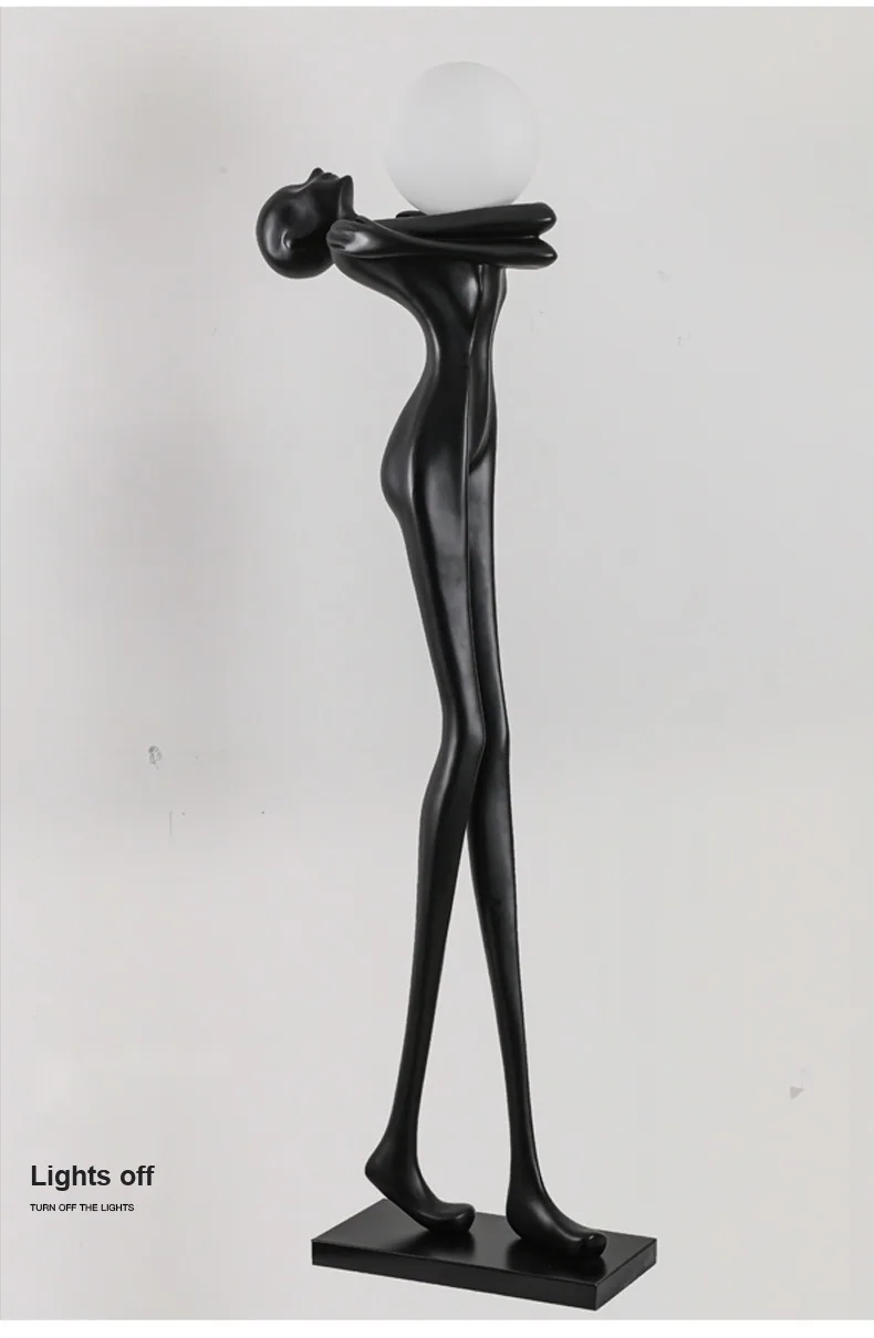 Large Resin Figure Sculpture Floor Lamp — Hotel & Villa Project — view 10
