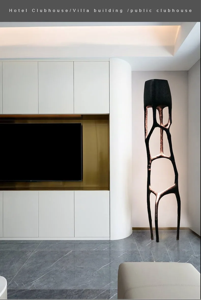 Large Resin Figure Sculpture Floor Lamp — Hotel & Villa Project — view 16