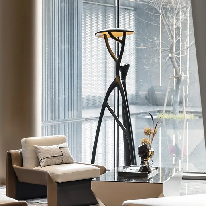 Large Resin Figure Sculpture Floor Lamp — Hotel & Villa Project — view 2