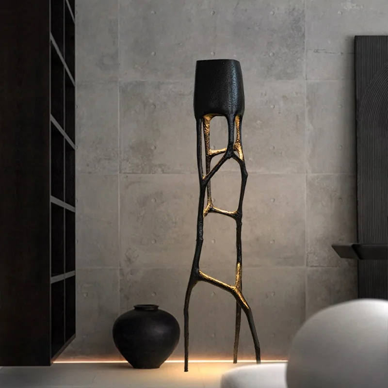 Large Resin Figure Sculpture Floor Lamp — Hotel & Villa Project — view 3