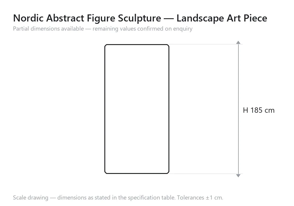 Nordic Abstract Figure Sculpture — Landscape Art Piece — scale drawing, H 185 cm