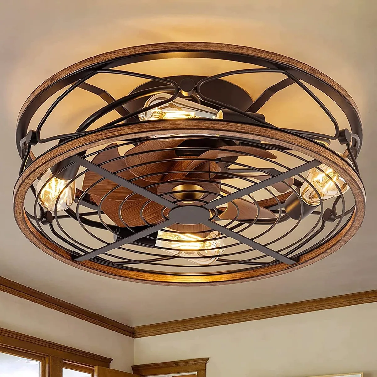 American Variable-Frequency Remote-Controlled Ceiling Fan Light — Living Room, Bedroom & Dining Room — view 1
