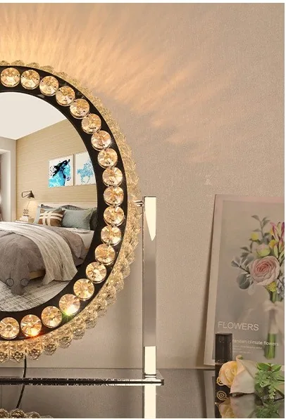 Modern Crystal Oval Mirror Light — view 8