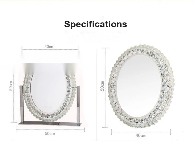 Modern Crystal Oval Mirror Light — view 13