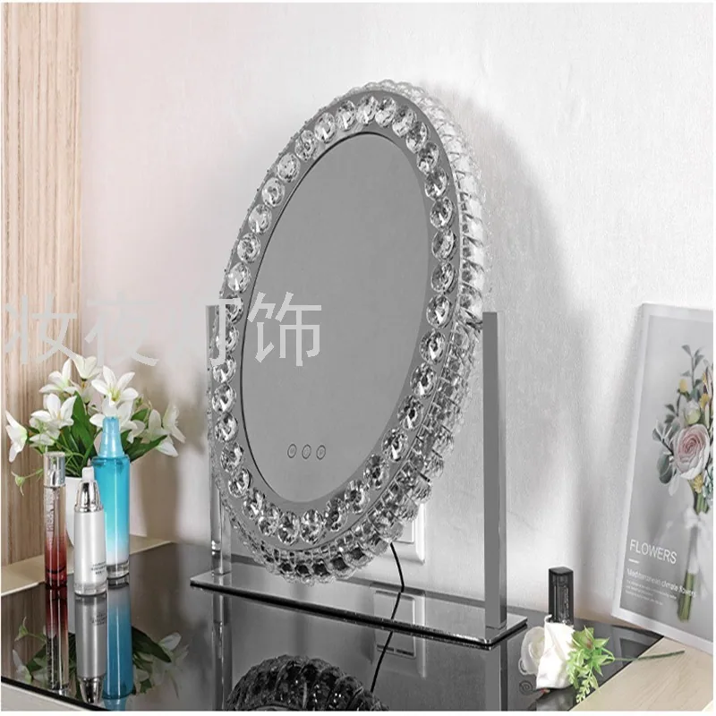 Modern Crystal Oval Mirror Light — view 3