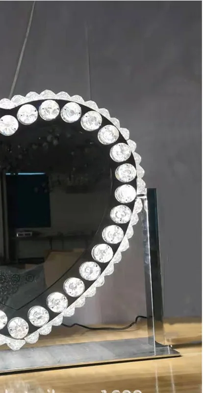 Modern Crystal Oval Mirror Light — view 5